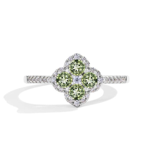 Soraya Clover Ring Green | White gold 18k